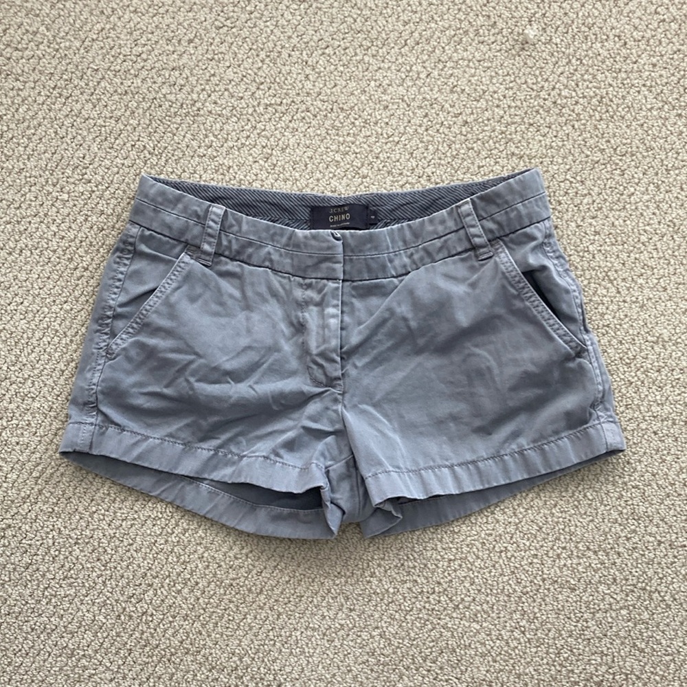 J. Crew Chino Shorts Size 4 Thick Fabric Preppy 100% Cotton Casual Grey EUC